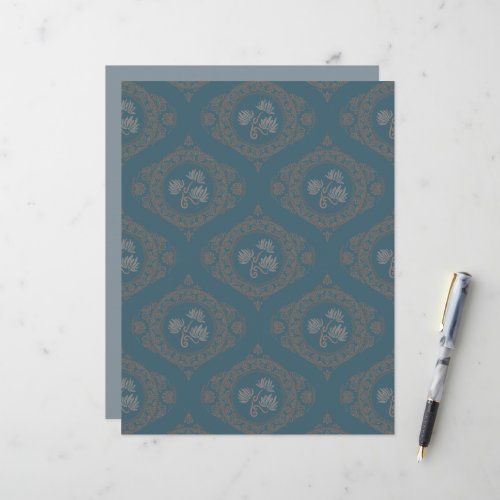 Teal Tapestry Rococo Mandala Ogee Damask Scrapbook