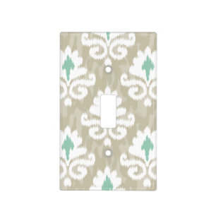 Teal & Taupe Ikat Turquoise Ethnic Boho Print Light Switch Cover