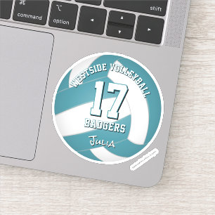 teal team colors volleyball buy 1 or buy in bulk sticker