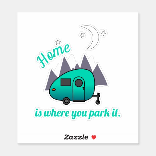 Teal Teardrop Trailer Camper Sticker