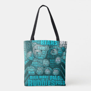 Teal Teddy Bear Best Friends Typography Collage Tote Bag