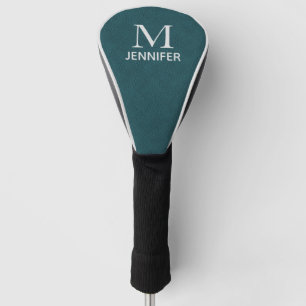 Teal Textured Leather Monogram Personalized Name Golf Head Cover