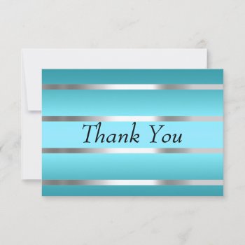 Teal Thank You Card Silver Lines by invitesnow at Zazzle