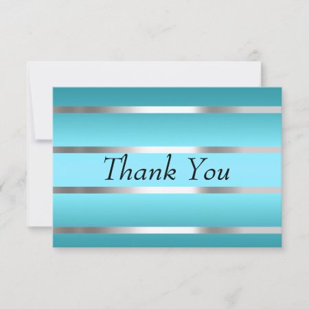 Teal Thank You Card Silver Lines