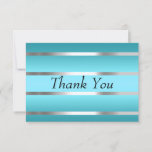 Teal Thank You Card Silver Lines at Zazzle
