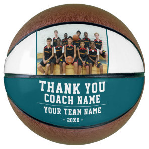 Teal Thank you Coach Team Name Photo Basketball