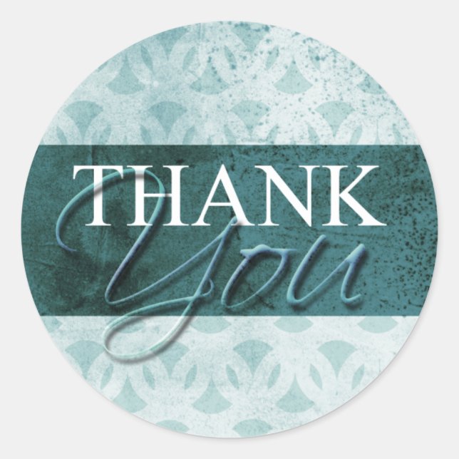 Teal Thank You Envelope Label Seal Stickers (Front)