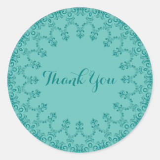 Teal Thank You Vintage  Classic Round Sticker