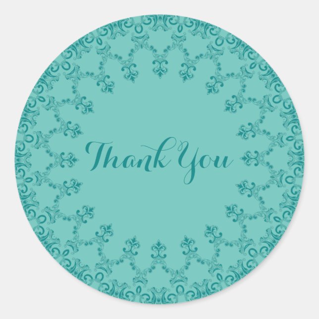 Teal Thank You Vintage  Classic Round Sticker (Front)