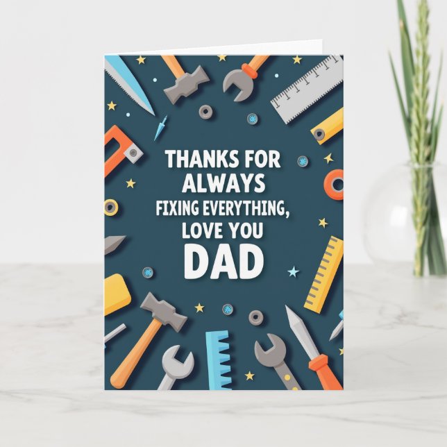 Teal Thanks Dad Tools Art Card (Front)