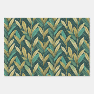 Teal Ti Leaves Wrapping Paper