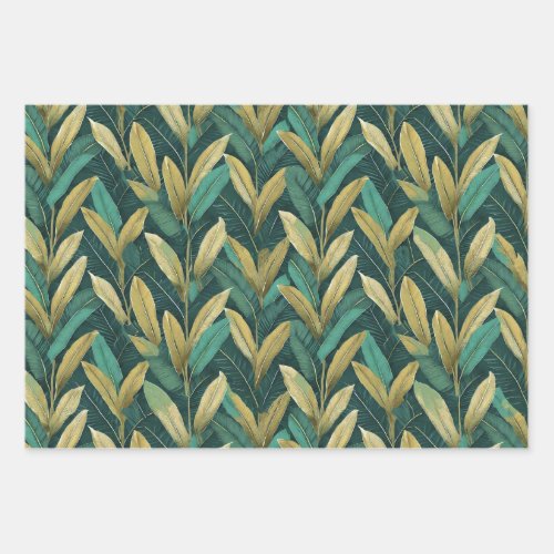 Teal Ti Leaves Wrapping Paper