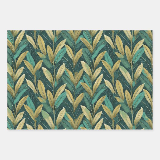 Teal Ti Leaves Wrapping Paper (Front)