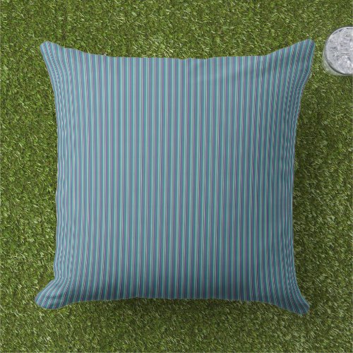 Teal Ticking Stripes  Outdoor Pillow