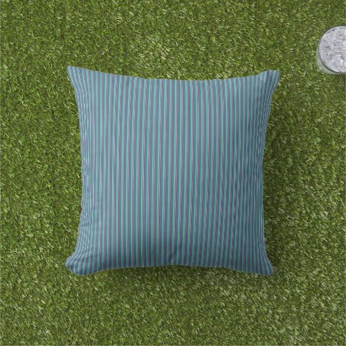 Teal Ticking Stripes  Outdoor Pillow