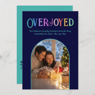 Teal Tide Xmas Baby Birth Announcement Photo