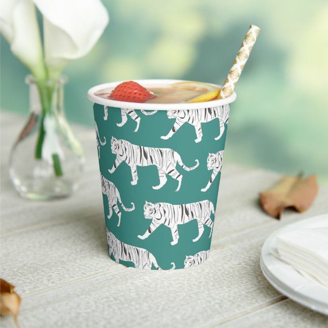 Teal Tiger Paper Cups (Insitu)