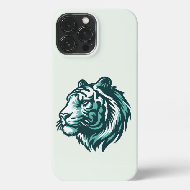 Teal Tiger with Pale Green iPhone Case (Back)