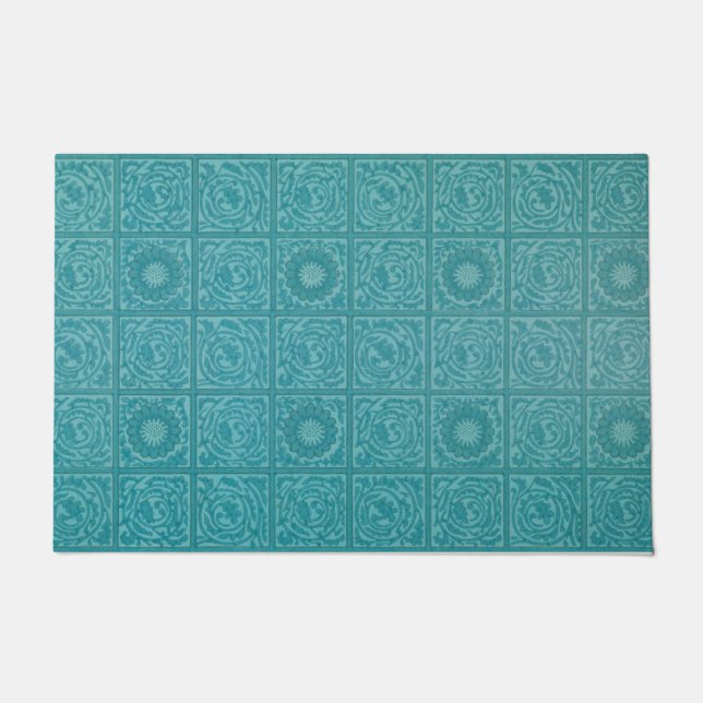 Teal Tile Pattern (by William Morris) Doormat (Front)