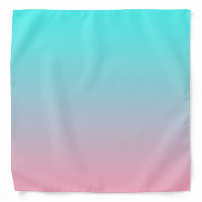 Teal to Pink Simple Gradient Blended Background Bandana (Front)