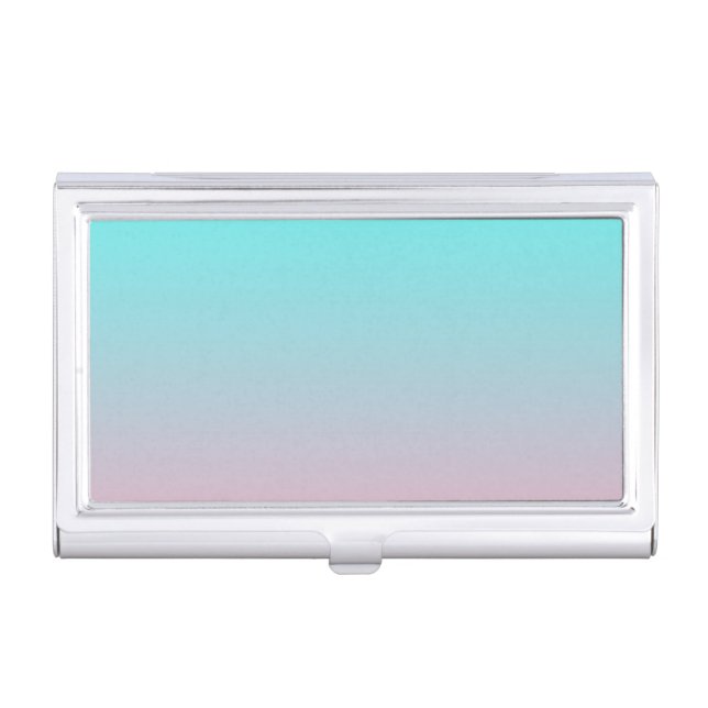 Teal to Pink Simple Gradient Blended Background Business Card Case (Front)