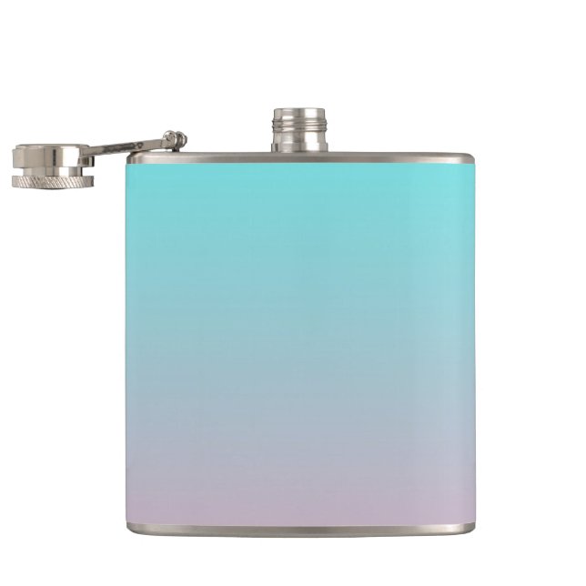 Teal to Pink Simple Gradient Blended Background Flask (Opened)