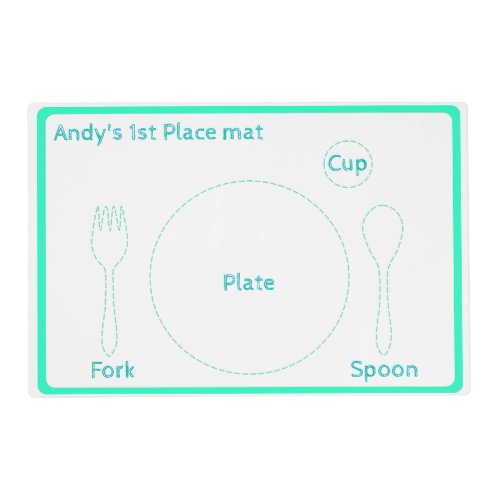 Teal Toddler Place Setting Guide Placem Placemat