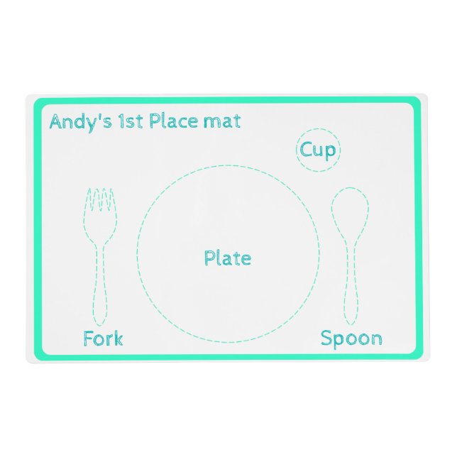 Teal Toddler Place Setting Guide Placem Placemat (Front)