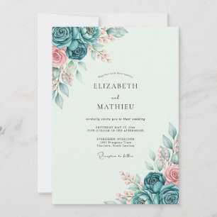 Teal Tranquil Spring Wedding Invitation