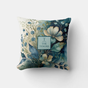 Teal Tranquility: Botanical Bliss Throw Pillow