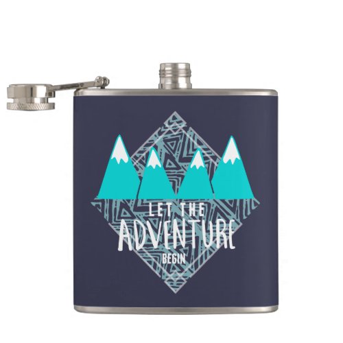 Teal Travel Let the Adventure Begin Camping Hip Flask