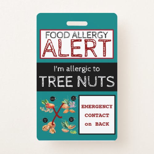 Teal Tree Nut Food Allergy Alert Label Badge