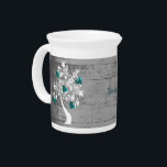 Teal Tree of Hearts Personalized Beverage Pitcher<br><div class="desc">Serve your hot or cold beverages with this unique Teal Tree of Hearts Personalized Porcelain Pitcher. Pitcher design features a a blooming hearts tree against a gray wooden background with an area to personalize with your name. Additional gift items available with this design as well as a variety of colors....</div>