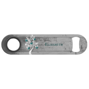 Teal Tree of Hearts Personalized Bottle Opener