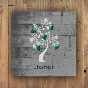 Teal Tree of Hearts Personalized Paperweight