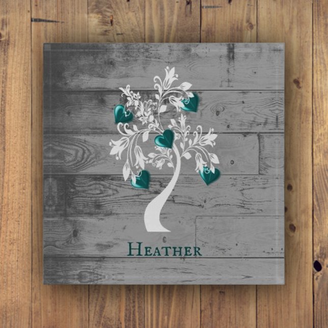 Teal Tree of Hearts Personalized Paperweight (Teal Tree of Hearts Personalized Paperweight)