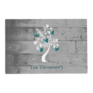 Teal Tree of Hearts Personalized Placemat