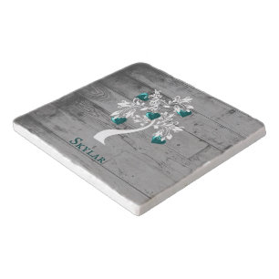 Teal Tree of Hearts Personalized Trivet