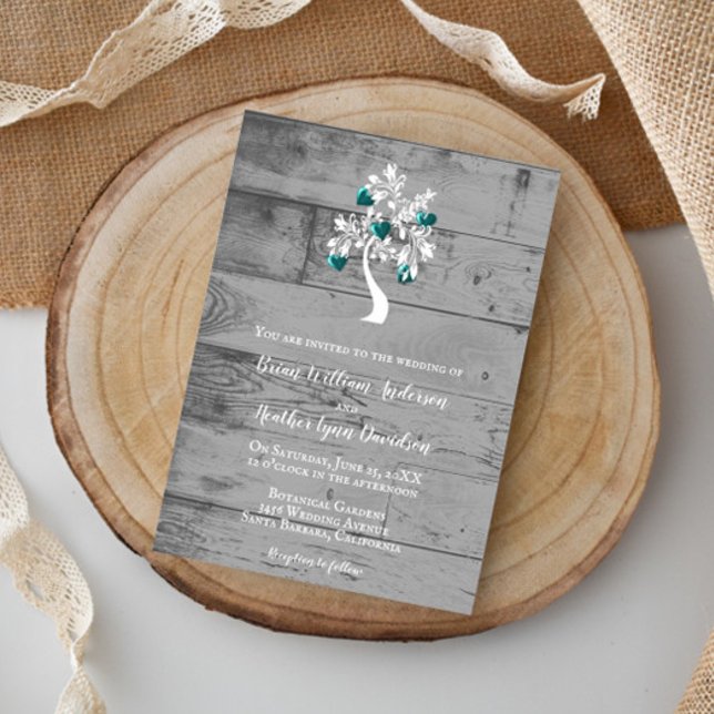 Teal Tree of Hearts Wedding Invitation (Teal Tree of Hearts Wedding Invitation)