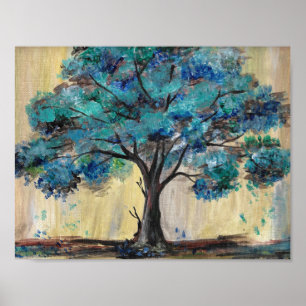 Teal Tree Poster