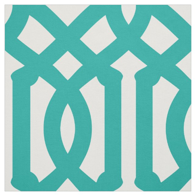 Teal Trellis Large Scale Fabric (Swatch)