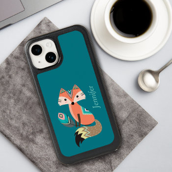 Teal Tribal Fox With Feather Otterbox Iphone 14 Case by Westerngirl2 at Zazzle