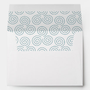 Teal Triple Spiral Interior w/ Back Flap Address Envelope