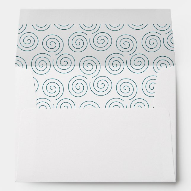 Teal Triple Spiral Interior w/ Back Flap Address Envelope (Back (Bottom))