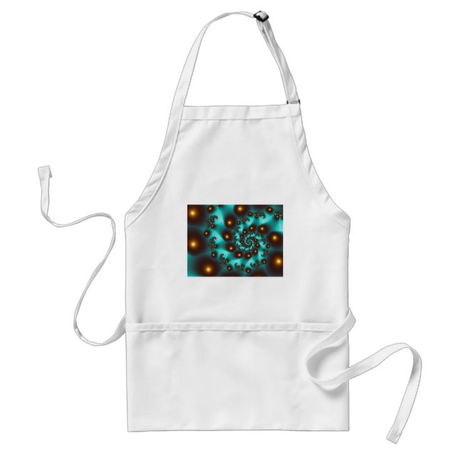 Teal Trippy Abstract Fine Art Fractal Adult Apron (Front)