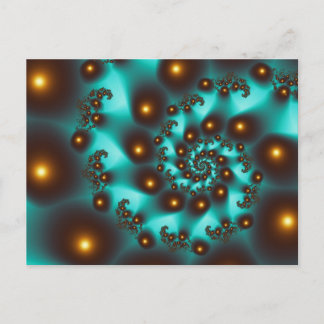 Teal Trippy Abstract Fine Art Fractal Postcard