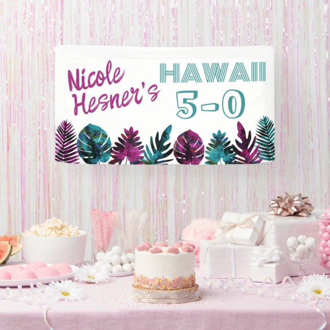 Teal, Tropical Berry Pink Hawaii 5-0 50th Banner (Party)