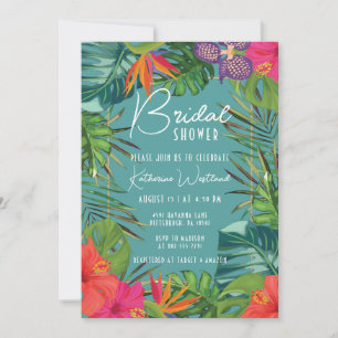 Teal Tropical Bridal Shower Invitation