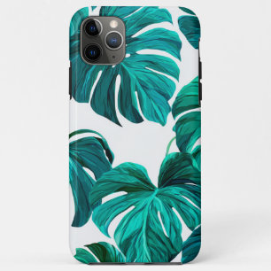 Teal Tropical Monstera Leaf Seamless Pattern Art iPhone 11 Pro Max Case