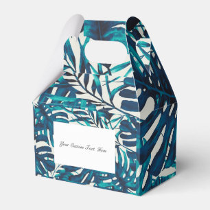Teal Tropical Palm Leaves Summer Island Wedding Favor Boxes